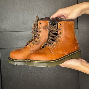 Brown Leather Lace-Up Boots